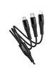 Дата кабель Hoco X123 Victory 3in1 Type-C to Lightning/Type-C/MicroUSB 3A (1m) Black