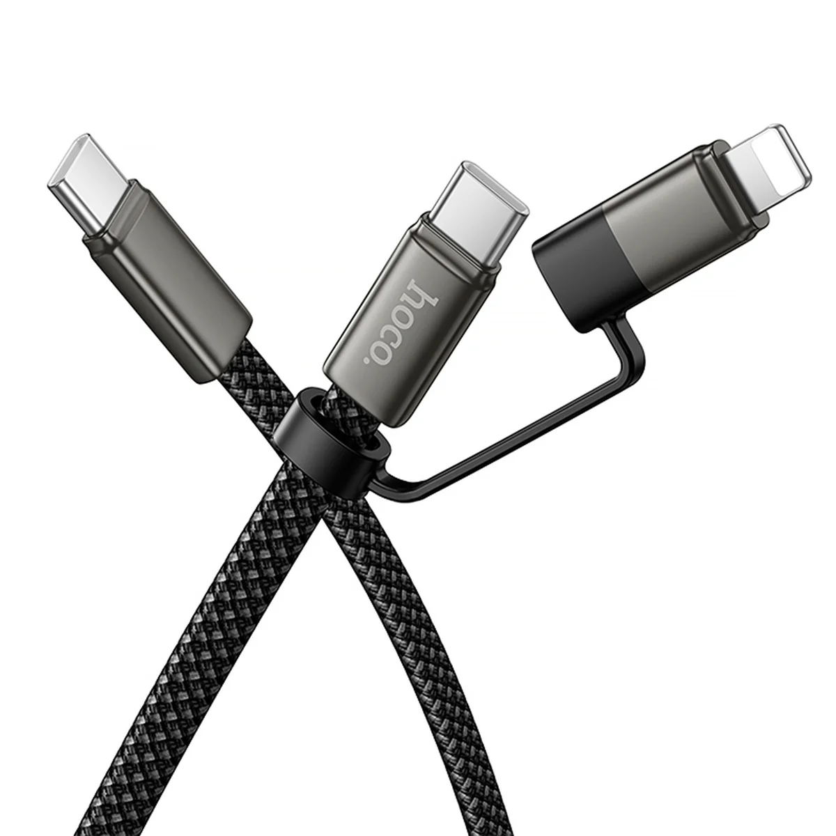 Дата кабель Hoco X125 Surplus 2in1 Type-C to Lightning/Type-C 60W (1m) Black