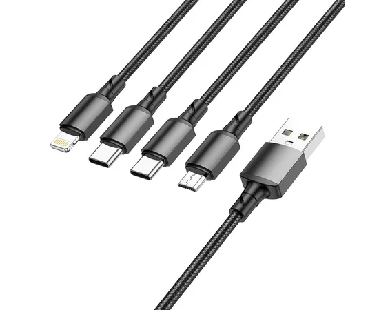 Дата кабель Borofone BX72 USB to 3in1 (1m) Черный