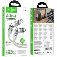 Дата кабель Hoco U151 Goldsmith 4in1 Type-C для USB/Type-C для Lightning 240W (1.2m) Gray