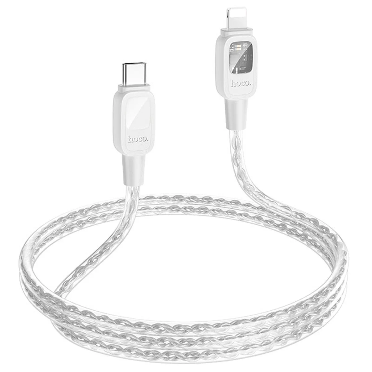 Дата кабель Hoco U124 Stone silicone power-off Type-C to Lightning Gray