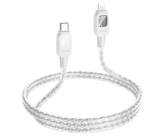 Дата кабель Hoco U124 Stone silicone power-off Type-C to Lightning Gray