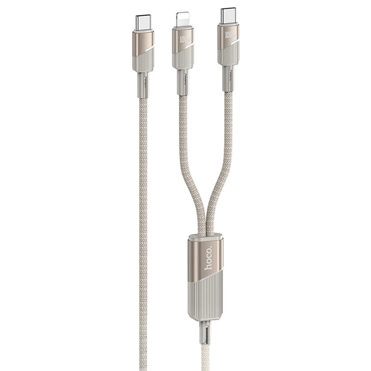 Дата кабель Hoco U139 Type-C to Lightning/Type-C 100W (1.2m) Gold