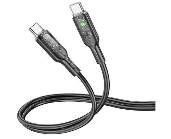 Дата кабель Hoco U120 Transparent explore Intelligent Power-off PD 60W Type-C to Type-C (1.2m) Black