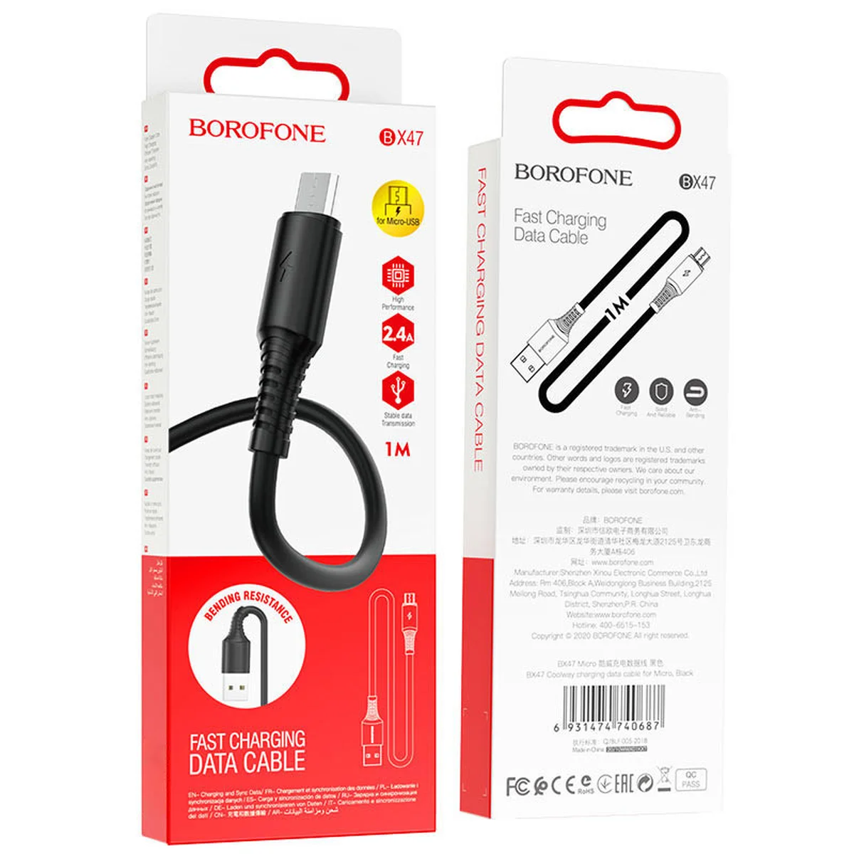Дата кабель Borofone BX47 Coolway USB to MicroUSB (1m) Черный