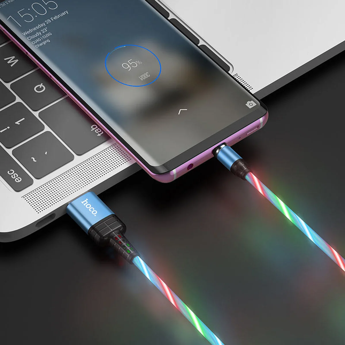 Дата кабель Hoco U90 "Ingenious streamer" MicroUSB (1m) Голубой