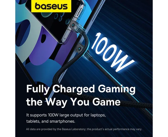 Дата кабель Baseus Unbreakable Series Fast Charging Type-C to Type-C 100W 1m (P10355800111-0) Black