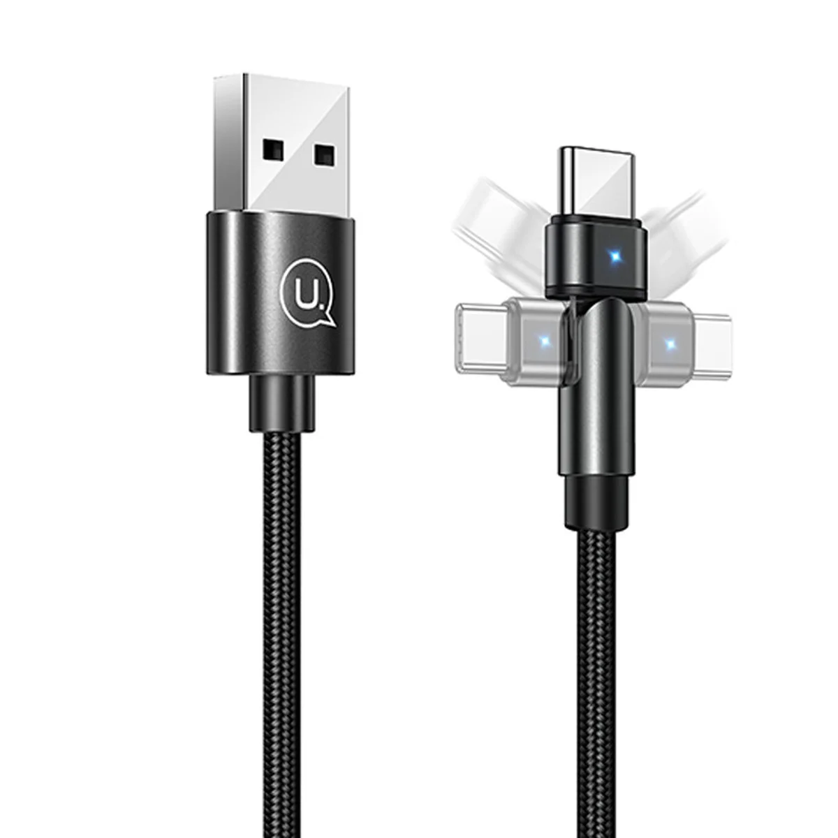 Дата кабель USAMS US-SJ477 U60 Rotatable USB to Type-C (1m) Черный