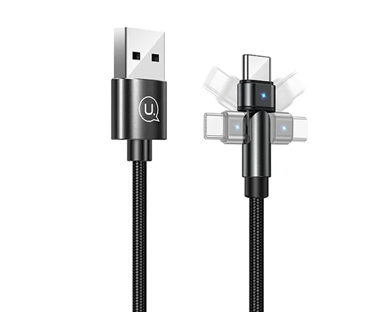 Дата кабель USAMS US-SJ477 U60 Rotatable USB to Type-C (1m) Черный