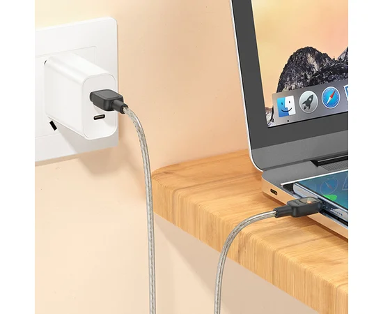 Дата кабель Hoco U124 Stone silicone power-off USB to Type-C Black