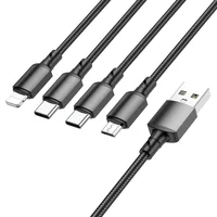 Дата кабель Borofone BX72 USB to 4in1 (Type-C/Type-C/MicroUSB/Lightning) (1m) Черный