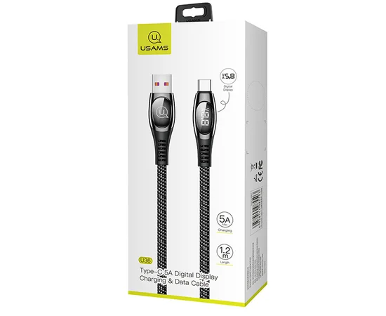 Дата кабель Usams US-SJ422 U36 Digital Display USB to Type-C 5A (1.2m) Черный