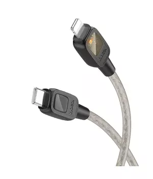 Дата кабель Hoco U124 Stone silicone Power-off Type-C to Lightning Black