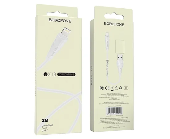 Дата кабель Borofone BX18 Optimal USB to Lightning (2m) Белый