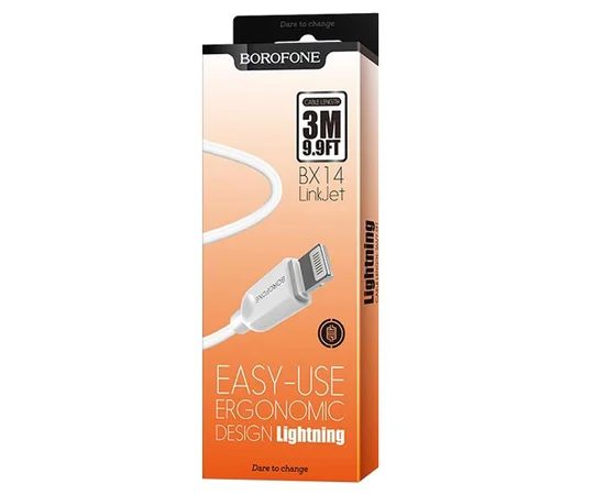Дата кабель Borofone BX14 USB to Lightning (3m) Белый