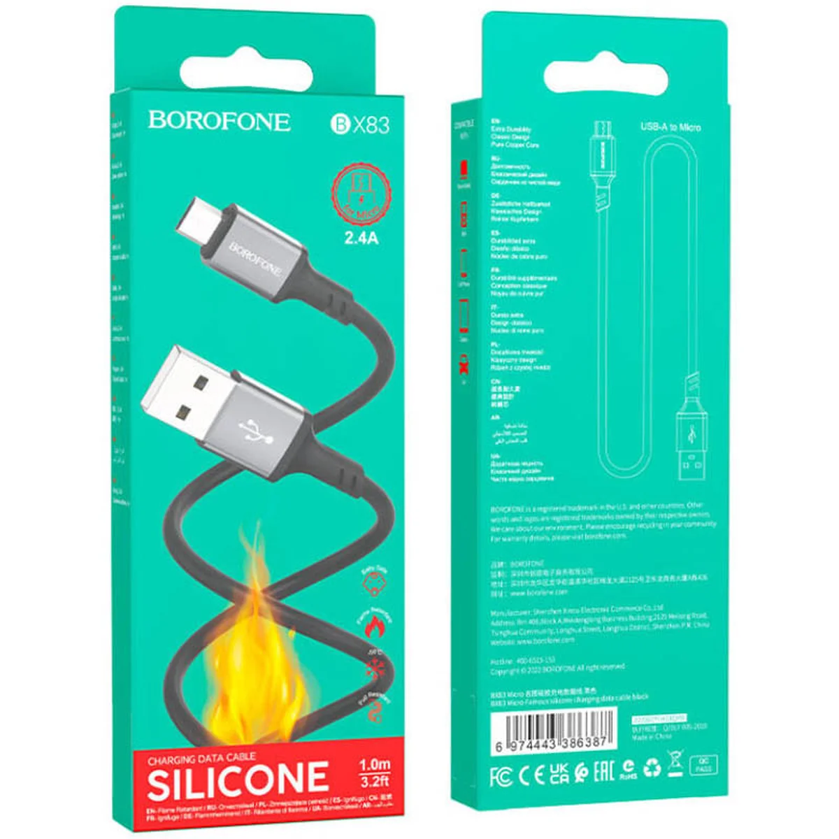 Дата кабель Borofone BX83 Famous USB to Micro-USB Black