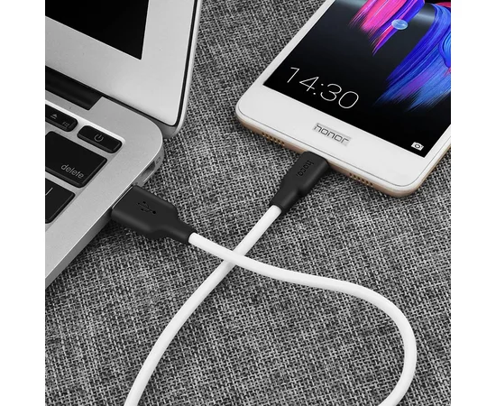 Дата кабель Hoco X21 Silicone MicroUSB Cable (1m) Черный / Белый