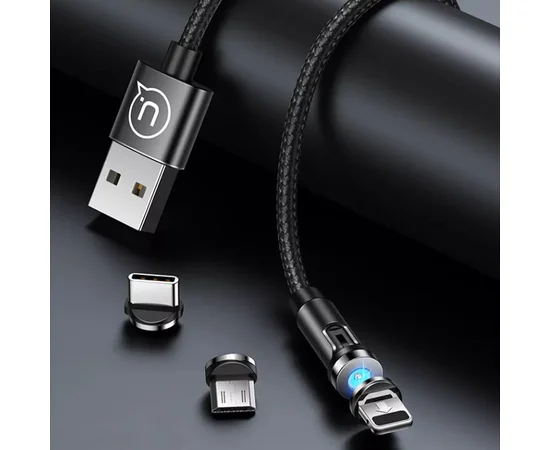 Дата кабель USAMS US-SJ472 U59 Lightning Rotatable Magnetic (1m) Черный