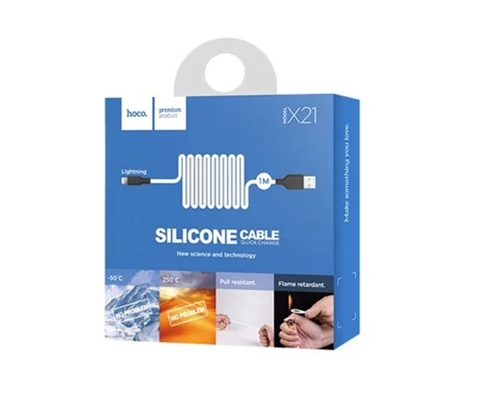 Дата кабель Hoco X21 Plus Silicone Lightning Cable (1m) black_white