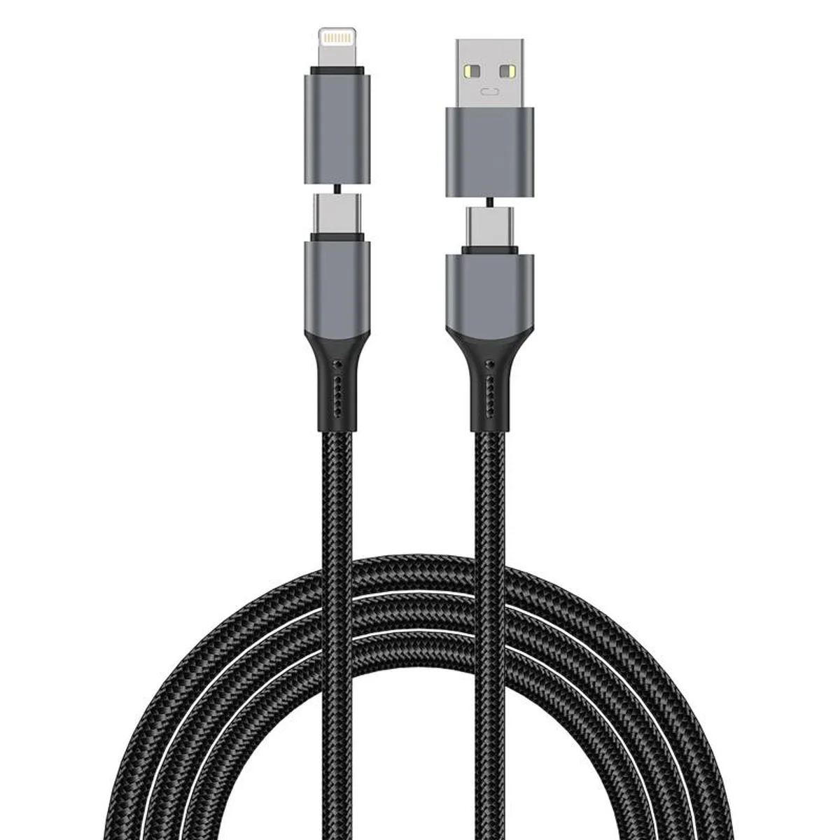 Дата кабелю WIWU Wi-C085 Raptor Pro 2in2 USB-A + USB-C/Type-C для Lightning (1m) Black