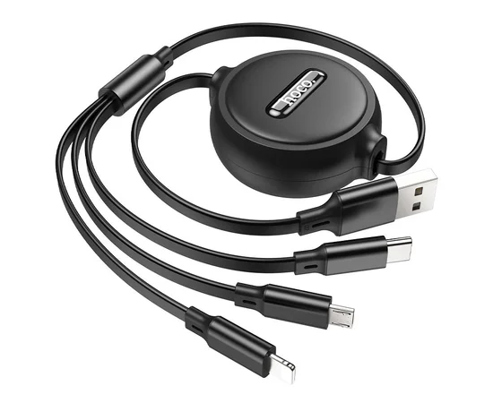 Дата кабель Hoco X75 3in1 Lightning-MicroUSB-Type-C (1m) Black