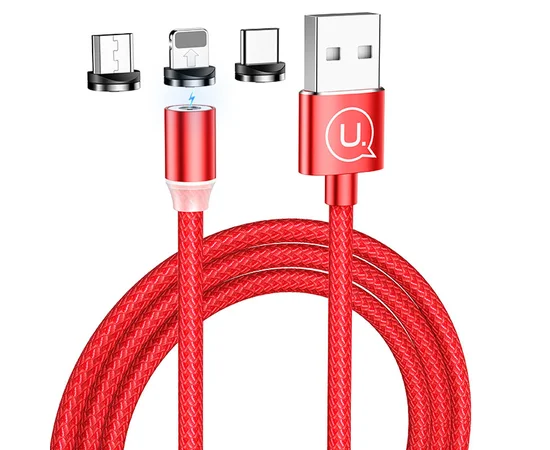 Дата кабель Usams US-SJ438 U-Sure Magnetic 3in1 Combo (1m) Красный