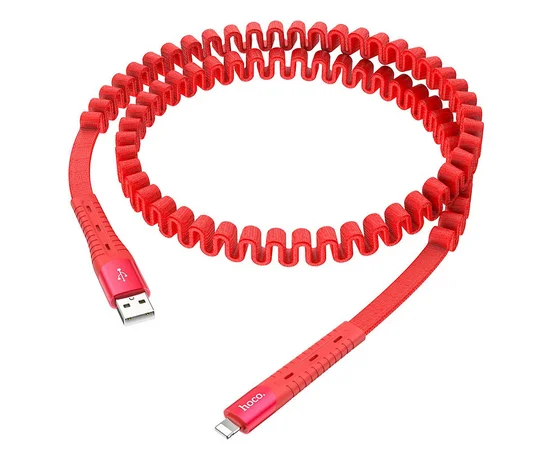Дата кабель Hoco U78 "Cotton treasure elastic" lightning (1.2М) Красный