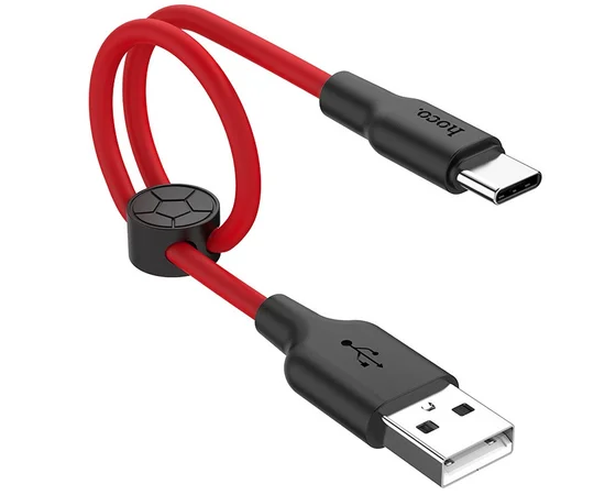 Дата кабель Hoco X21 Plus Silicone Type-C Cable (0.25m) Black / Red