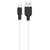 Дата кабель Hoco X21 Plus Silicone MicroUSB Cable (1m) Черный / Белый