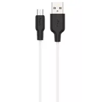 Дата кабель Hoco X21 Plus Silicone MicroUSB Cable (1m) Черный / Белый