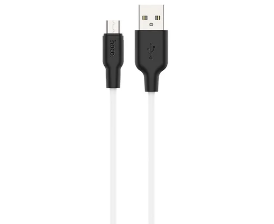 Дата кабель Hoco X21 Plus Silicone MicroUSB Cable (1m) Черный / Белый