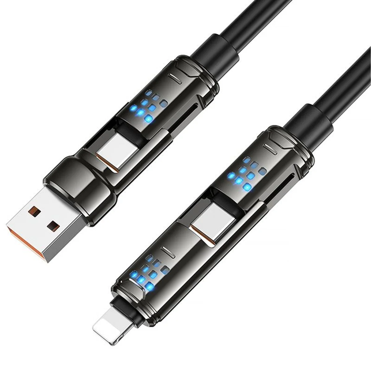 Дата кабель Hoco U143 Joy 4in1 USB to Lightning/Type-C to Type-C 240W (1.2m) Black