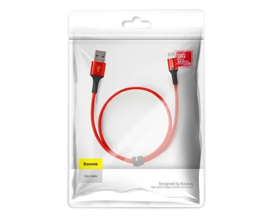 Дата кабель Baseus Halo Data Lightning 2.4A (0.25m) Red