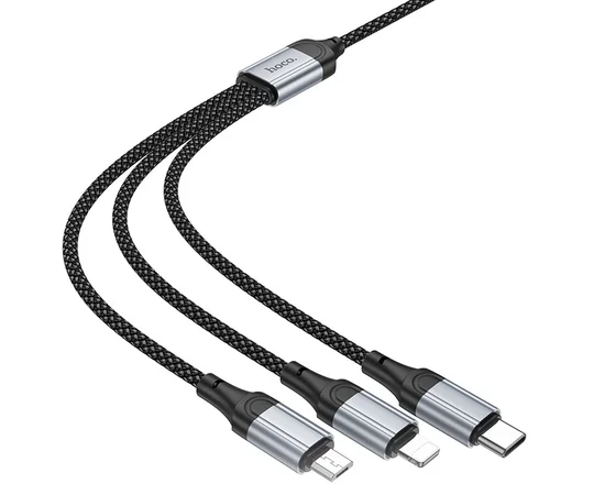 Дата кабель Hoco X102 Fresh 3in1 USB to Lightning + MicroUSB + Type-C (1m) Black