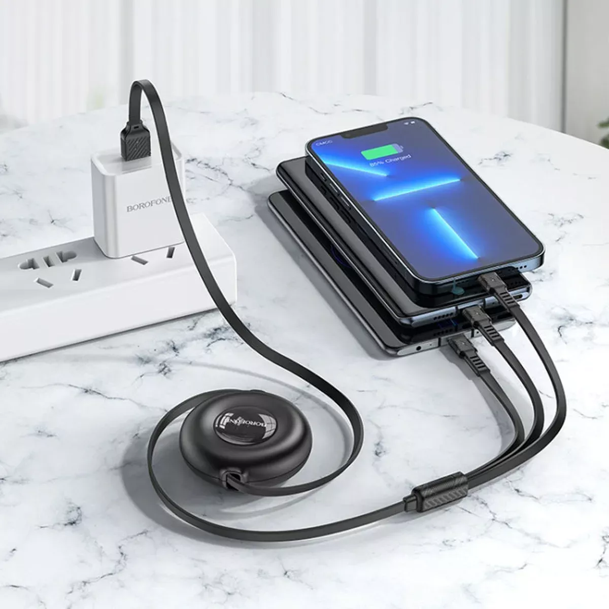 Дата кабель Borofone BX74 USB to 3in1 (1m) Black