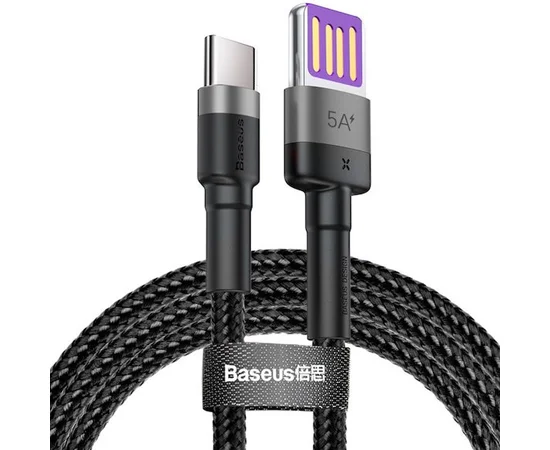 Дата кабель Baseus Cafule QC Double-Sided Blind Interpolation USB to Type-C 40W (1m) (CATKLF-PG) Black
