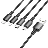 Дата кабель Borofone BX72 USB to 4in1 (Lightning/Lightning/MicroUSB/Type-C) (1m) Чорний