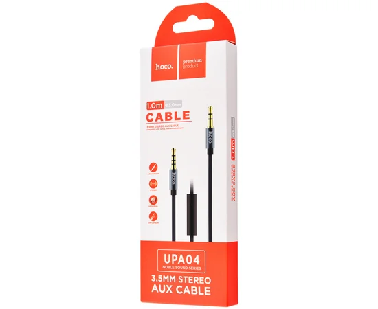 Аудио кабель Aux Hoco UPA04 With Mic (1m) Серый