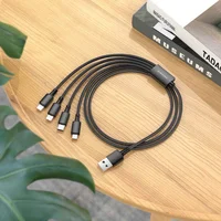 Дата кабель Borofone BX72 USB to 4in1 (Lightning/Lightning/MicroUSB/Type-C) (1m) Чорний