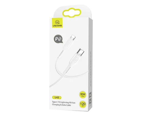 Дата кабель USAMS US-SJ406 U43 Type-C to Lightning PD Fast Charging (1.2m) Білий