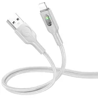 Дата кабель Hoco U120 Transparent explore intelligent power-off USB to Lightning (1.2m) Gray