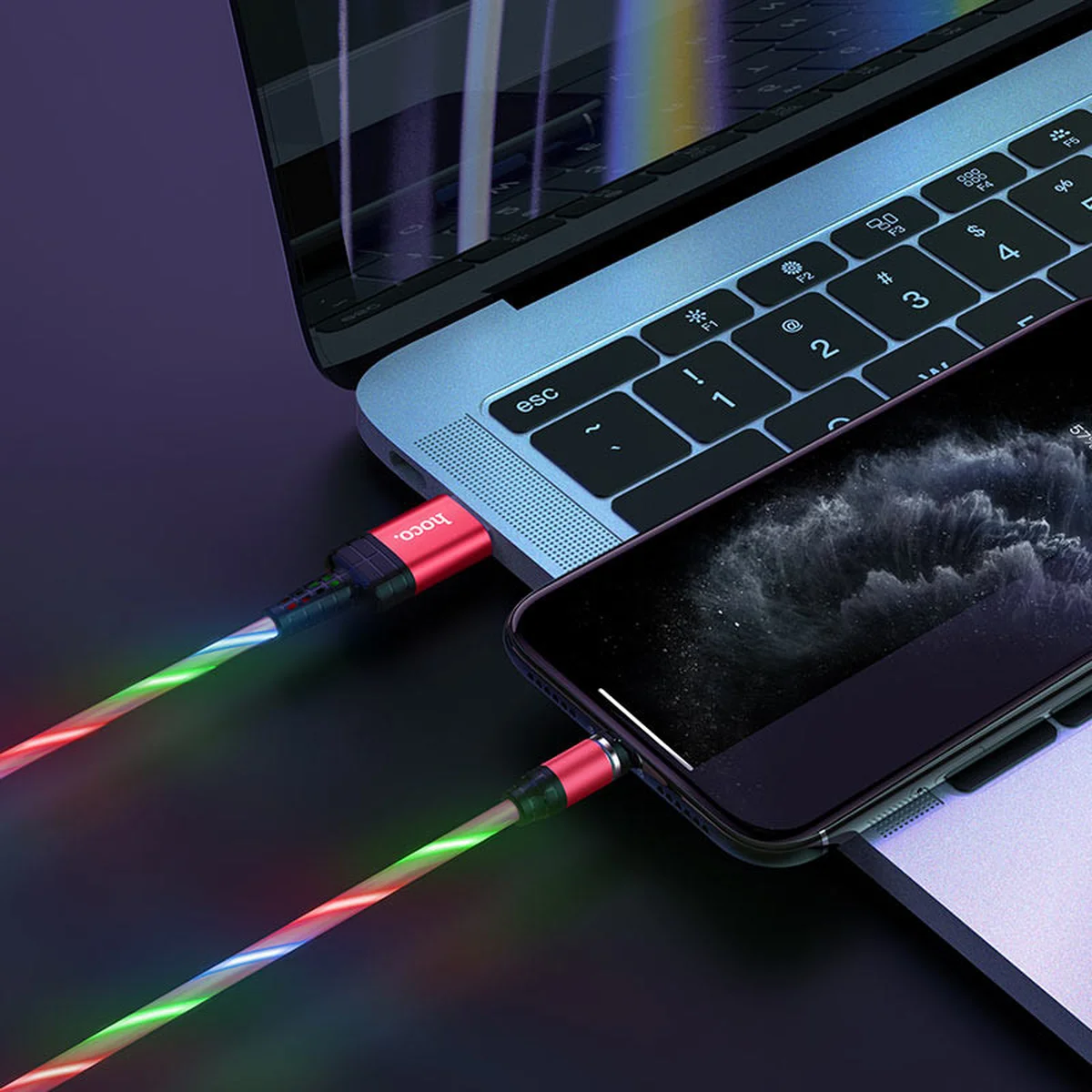 Дата кабель Hoco U90 "Ingenious streamer" Lightning (1m) Красный