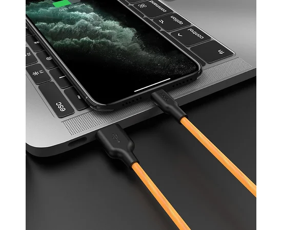 Дата кабель Hoco X21 Plus Silicone Lightning Cable (2m) Black / Orange