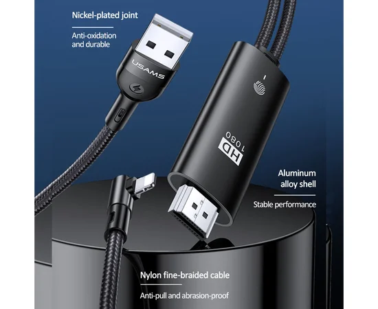 Дата кабель USAMS US-SJ442 U53 Lightning to HDMI (2m) Черный