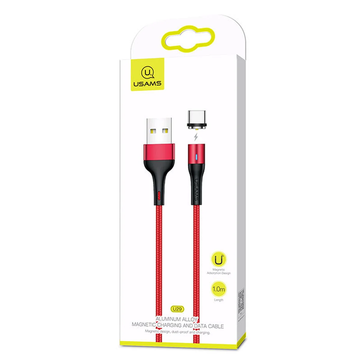 Дата кабель USAMS US-SJ334 U29 Magnetic USB to Type-C (1m) Червоний