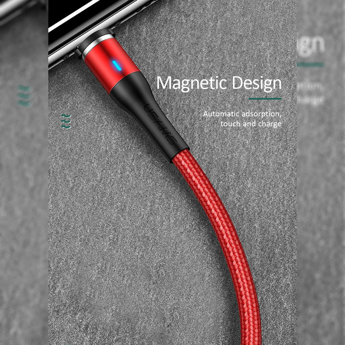 Дата кабель USAMS US-SJ336 U29 Magnetic USB to Lightning (2m) Червоний