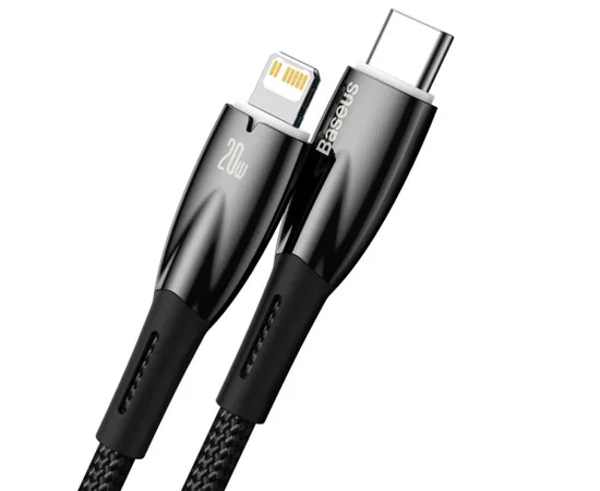 Дата кабель Baseus Glimmer Series Fast Charging Data Cable Type-C to Lightning 20W 1m (CADH000001) Black
