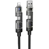 Дата кабель Hoco U151 Goldsmith 4in1 Type-C для USB/Type-C для Lightning 240W (1.2m) Black