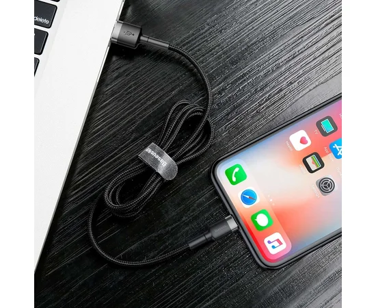 Дата кабель Baseus Cafule Lightning Cable 1.5A (2m) Сірий / Чорний
