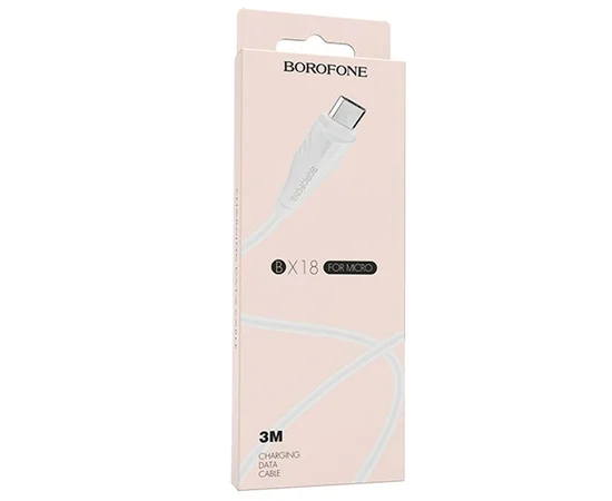 Дата кабель Borofone BX18 Optimal USB to MicroUSB (3m) Белый